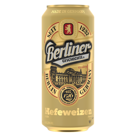 Купити Пиво 0,5 л Berliner Geschichte Hefeweizen світле пшеничне нефільтроване 5,2% об ж/б Німеччина у АТБ Market