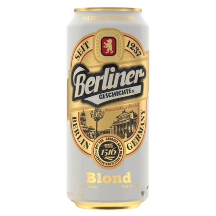 Купити Пиво 0,5 л Berliner Geschichte Blond світле пшеничне нефільтроване 5,2% об ж/б Німеччина у АТБ Market