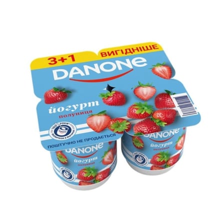 Купить Йогурт 4х115 г Danone Полуниця 1,2% п/стакан в АТБ Market