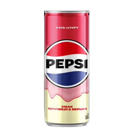 Купити Напій 330 мл Pepsi Полуниця та вершки нуль цукру ж/б у АТБ Market