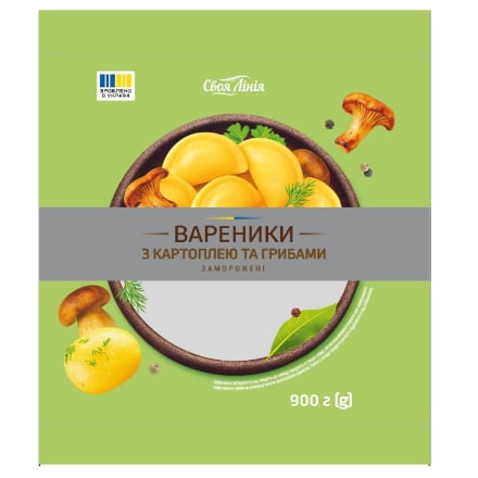 Вареники 0,9 кг Своя Лінія з картоплею та грибами заморожені п/ет (Пр)