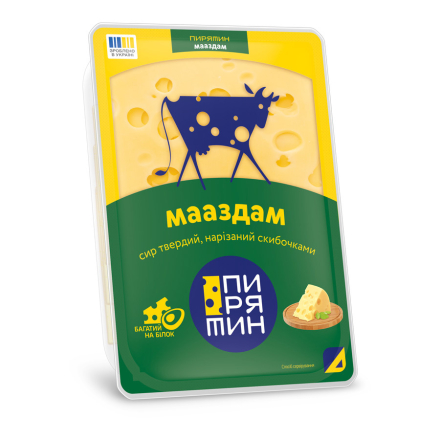 Купить Сир твердий 130 г Пирятин Мааздам пластини 45% газ/упак в АТБ Market