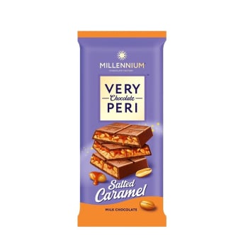 Купить Шоколад 105г Millennium Very Peri молочний з начинкою, подрібленим арахісом та солоною карамел.м/уп в АТБ Market