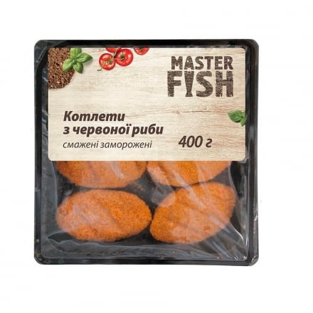 Котлети 400 г Master Fish рибні з червоної риби смажені заморожені