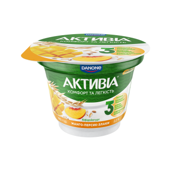 Купити Біфідойогурт 180 г Активіа Манго-персик-злаки 2,2% п/стакан у АТБ Market