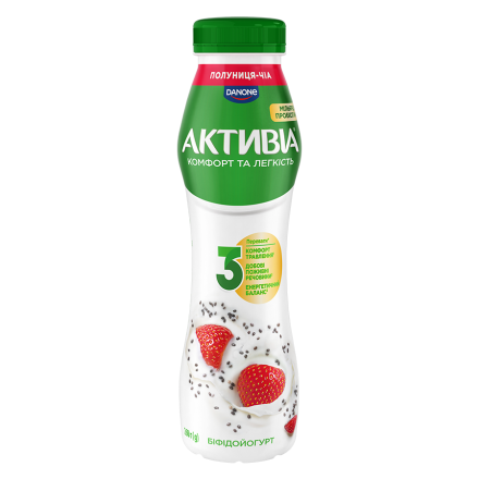 Купить Біфідойогурт 260 г Активіа Полуниця-чіа 1,2% п/бут в АТБ Market