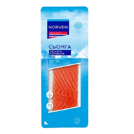Купити Сьомга 130г Norven філе-шматок легкого копчення теромат у АТБ Market