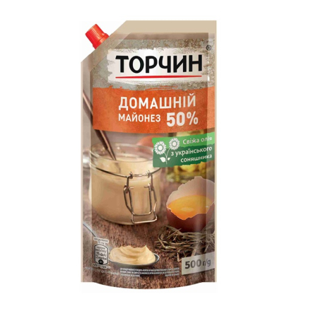 Купить Майонез 0,5 кг Торчин Домашний 50% д/пак в АТБ Market