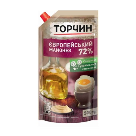 Купити Майонез 0,5 кг Торчин Європейський 72% д/пак у АТБ Market