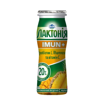 Купить Напій кисломолочний йогуртний 100 г Лактонія Імун+ мультифрукт 1,5% п/бут в АТБ Market