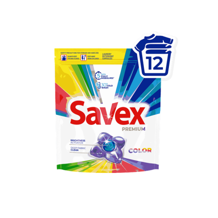Купити Мийний засіб. Капсули для прання 12 шт Savex COLOR/CRYSTAL FRESH PREMIUM м/уп у АТБ Market