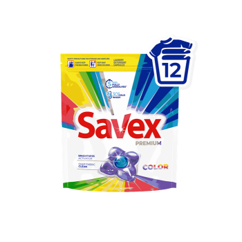 Купити Мийний засіб. Капсули для прання 12 шт Savex COLOR/CRYSTAL FRESH PREMIUM м/уп у АТБ Market