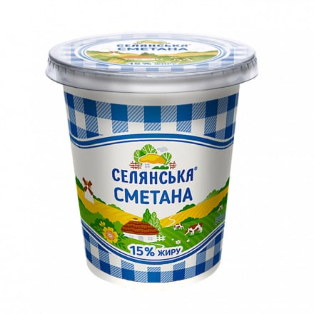 Купити Сметана 300 г Селянська 15% п/стакан у АТБ Market