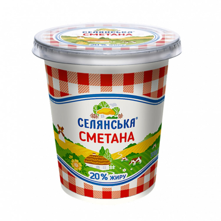 Купити Сметана 300 г Селянська 20% п/стакан у АТБ Market