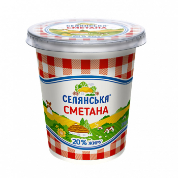 Купити Сметана 300 г Селянська 20% п/стакан у АТБ Market