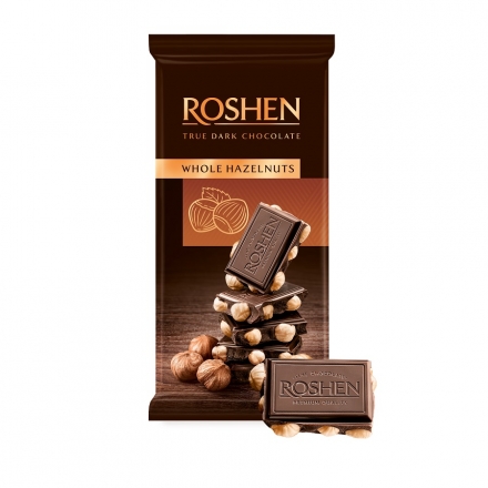 Шоколад 90 г Рошен экстрачерный с целыми лесными орехами