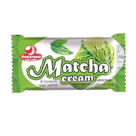 Морозиво 80 г Ласунка "Matcha cream" зі смаком чаю матча, ваф.ст., п/ет