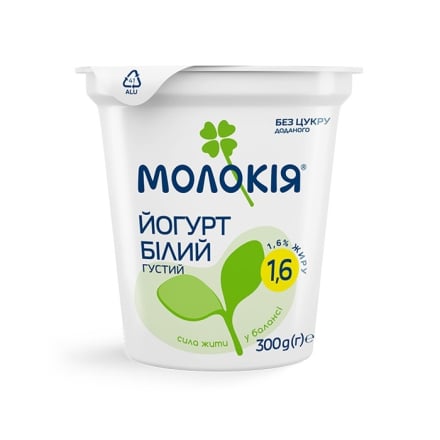 Купить Йогурт 300 г Молокія белый густой 1,6% в АТБ Market