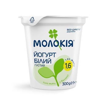 Купить Йогурт 300 г Молокія белый густой 1,6% в АТБ Market