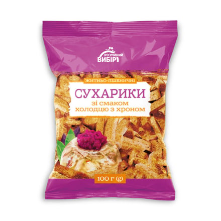 Купить Сухарики 100 г Разумный выбор ржано-пшеничные со вкусом холодца с хреном  в АТБ Market