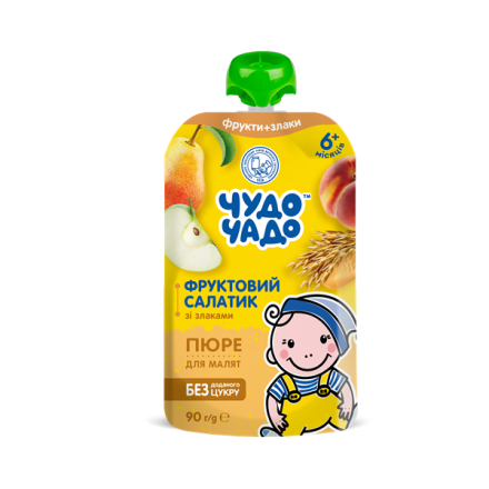 Купити Пюре 90г Чудо-Чадо фруктовий салатик зі злаками та смаком печива з 6 міс у АТБ Market