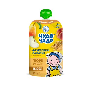 Купити Пюре 90г Чудо-Чадо фруктовий салатик зі злаками та смаком печива з 6 міс у АТБ Market