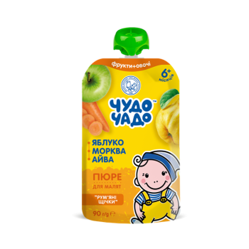 Купить Пюре 90 г Чудо-чадо яблоко, морковь, айва с сахаром в АТБ Market