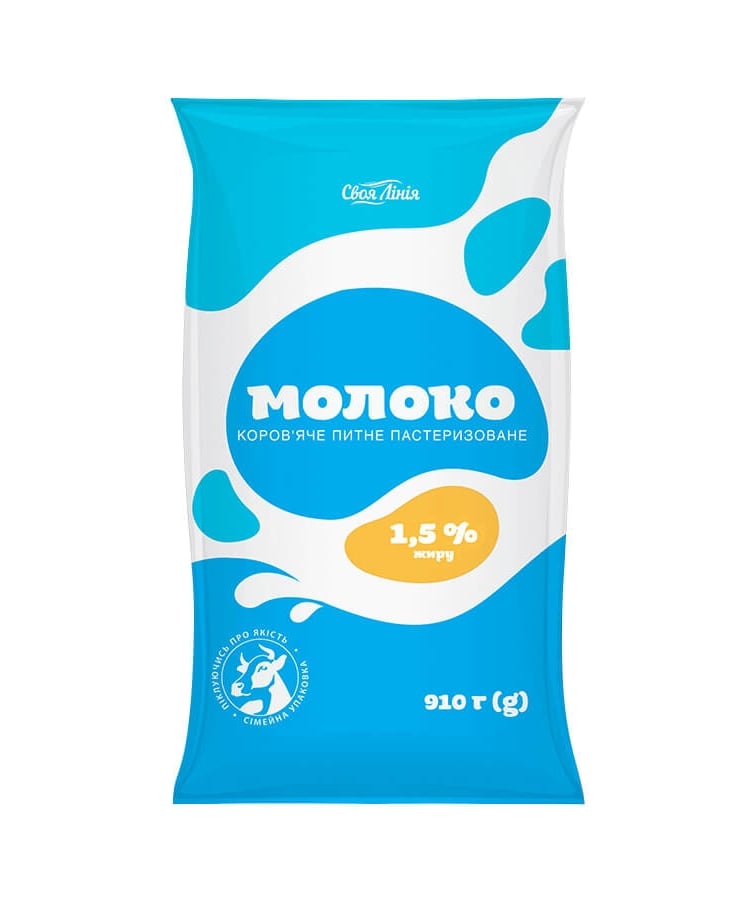 Молоко 0,91 кг Своя лінія коров'яче питне пастеризоване 1,5% купити в ...