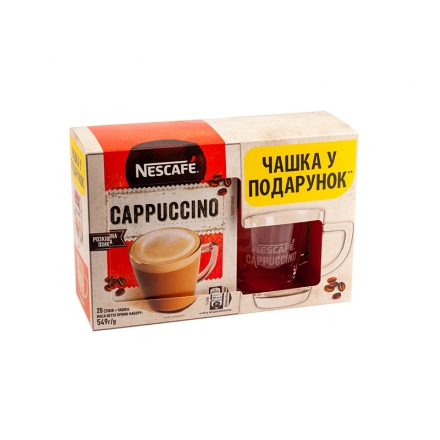 Набір Напій кавоввий (16г*20шт) Nescafe Cappuccino (3в1) + чашка