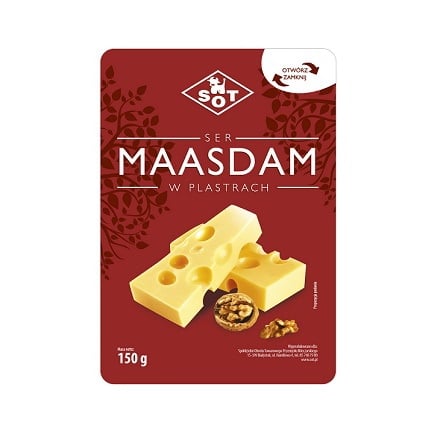 Сыр полутвердый 150г, ТМ SOT, Maaсдам 45%