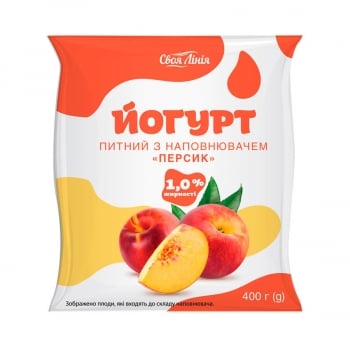 Купити Йогурт 400г Своя Лінія 1% з наповнювачем персик у АТБ Market