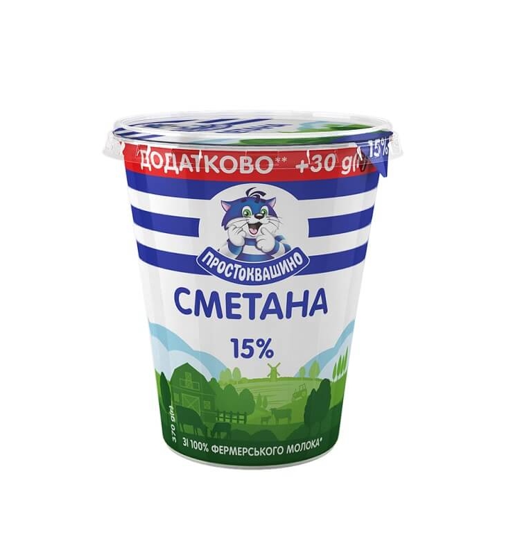 Сметана 370г Простоквашино 15% купити в Києві та Україні за ціною від 0 ...