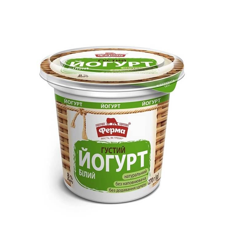 Йогурт 270г Ферма густий білий 8% купити в Києві та Україні за ціною ...
