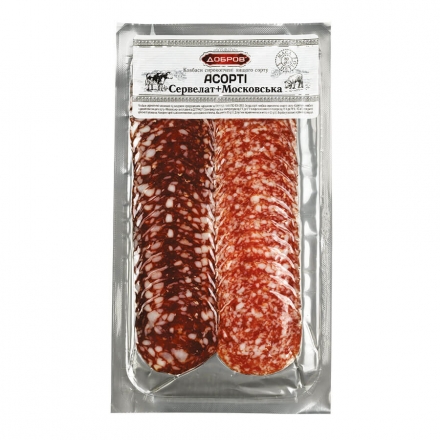 Ковбаса 80г Добров Сервелат та Московська