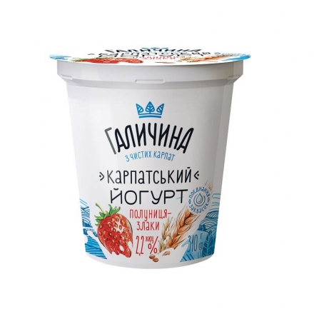 Йогурт 310 г Галичина Полуниця - Злаки 2,2%