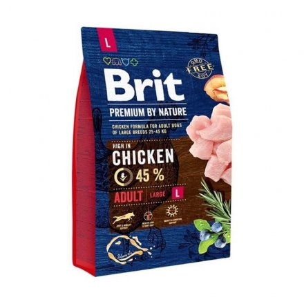 Корм 3 кг Brit Premium полноценный с курицей для взрослых собак больших пород (25-45 кг)