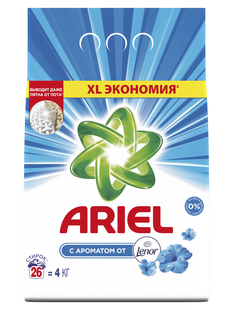 Средство моющее синтетическое 4 кг Ariel Touch of Lenor Fresh автомат ...