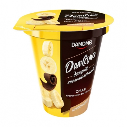 Десерт кисломолочный 270г, ТМ Даниссимо, банан-черный шоколад 5,4%