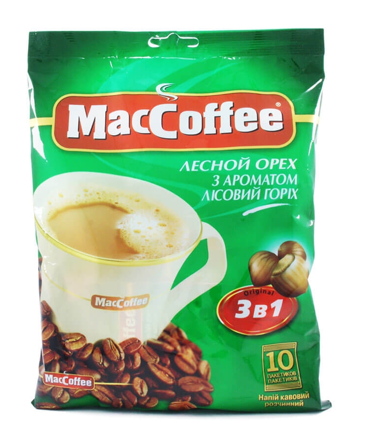 Напій кавовий (18г x 10 шт) MacCoffee лісовий горіх розчинний (3 в 1)