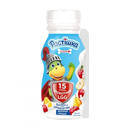 Йогурт 185 г Растішка яблуко-груша з пробіотиком LGG 1,5% п/бут