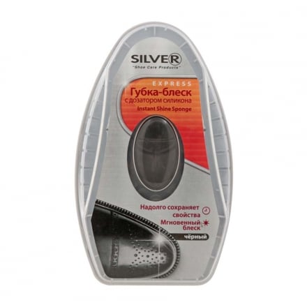 Губка-блеск для обуви 1 шт Silver Premium с дозатором силикона 6 мл черная