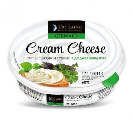 Сыр мягкий 175г, ТМ De Luxe Foods & Goods Selected, с добавлением трав, 60%, Германия