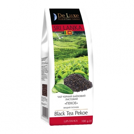 Чай 100г De Luxe Foods&Goods Selected чорний цейлонський середній лист Пекое