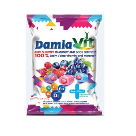 Конфеты 90 г DAMLA VIT жевательные с фруктовым наполнителем с витаминами и минералами