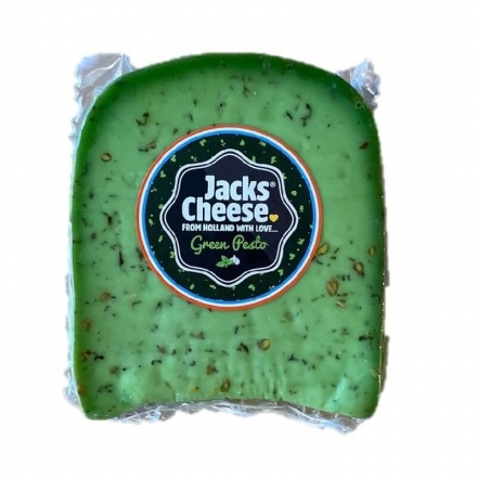 Сир напівтвердий 200г Jacks Cheese з зеленим песто 50% вак/упак