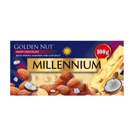 Шоколад 100 г Millennium білий миндаль та кокос 