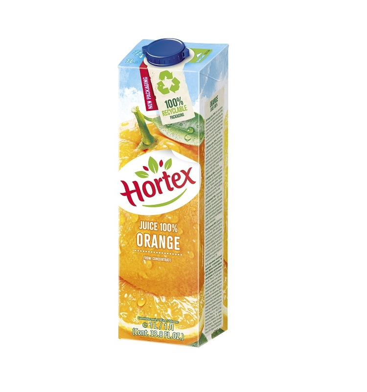 Сік 1л Hortex апельсиновий відновлений пастеризований, Польша