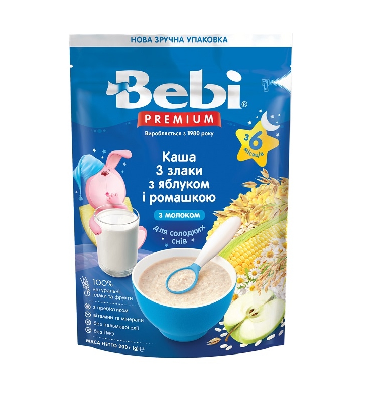 Каша 200 г Bebi Premium 3 злкаи з яблуком і ромашкою для солодких снів ...