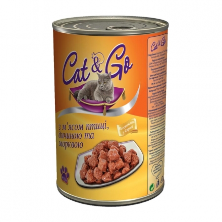 Корм 415 г Своя Линия Cat & Go консервы для кошек с мясом птицы, дичью и морковью