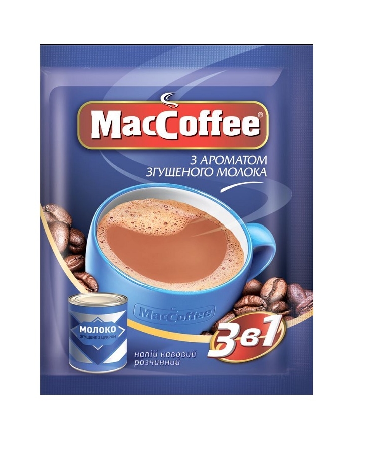 Напій кавовий 18 г MacCoffee з ароматом згущеного молока розчинний стік (3 в 1)